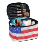 Knitted American Flag Print Travel Makeup Bag