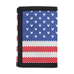 Knitted American Flag Print Trifold Wallet