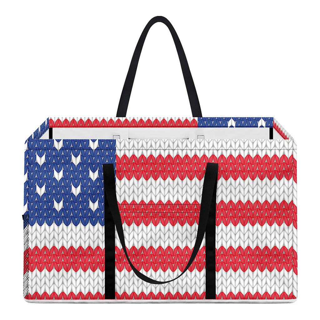 Knitted American Flag Print Utility Tote Bag