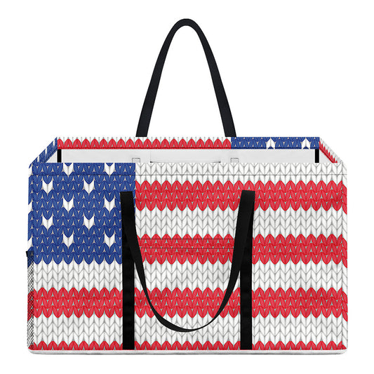 Knitted American Flag Print Utility Tote Bag