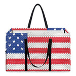 Knitted American Flag Print Utility Tote Bag