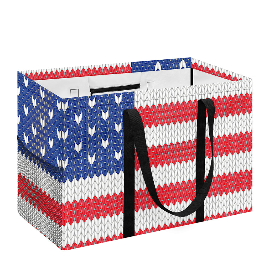 Knitted American Flag Print Utility Tote Bag