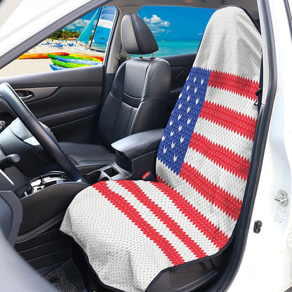 Knitted American Flag Print Waterproof Car Seat Cover