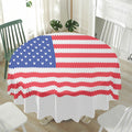 Knitted American Flag Print Waterproof Round Tablecloth