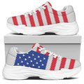 Knitted American Flag Print White Chunky Shoes