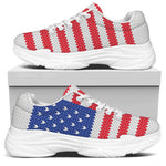 Knitted American Flag Print White Chunky Shoes