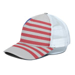 Knitted American Flag Print White Mesh Trucker Cap