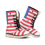 Knitted American Flag Print Winter Boots