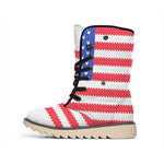 Knitted American Flag Print Winter Boots