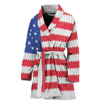 Knitted American Flag Print Women's Bathrobe