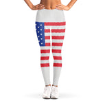 Knitted American Flag Print Women's Leggings