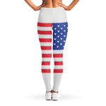 Knitted American Flag Print Women's Leggings