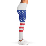 Knitted American Flag Print Women's Leggings