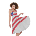 Knitted American Flag Print Women's Sleeveless Dress