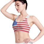 Knitted American Flag Print Women's Sports Bra