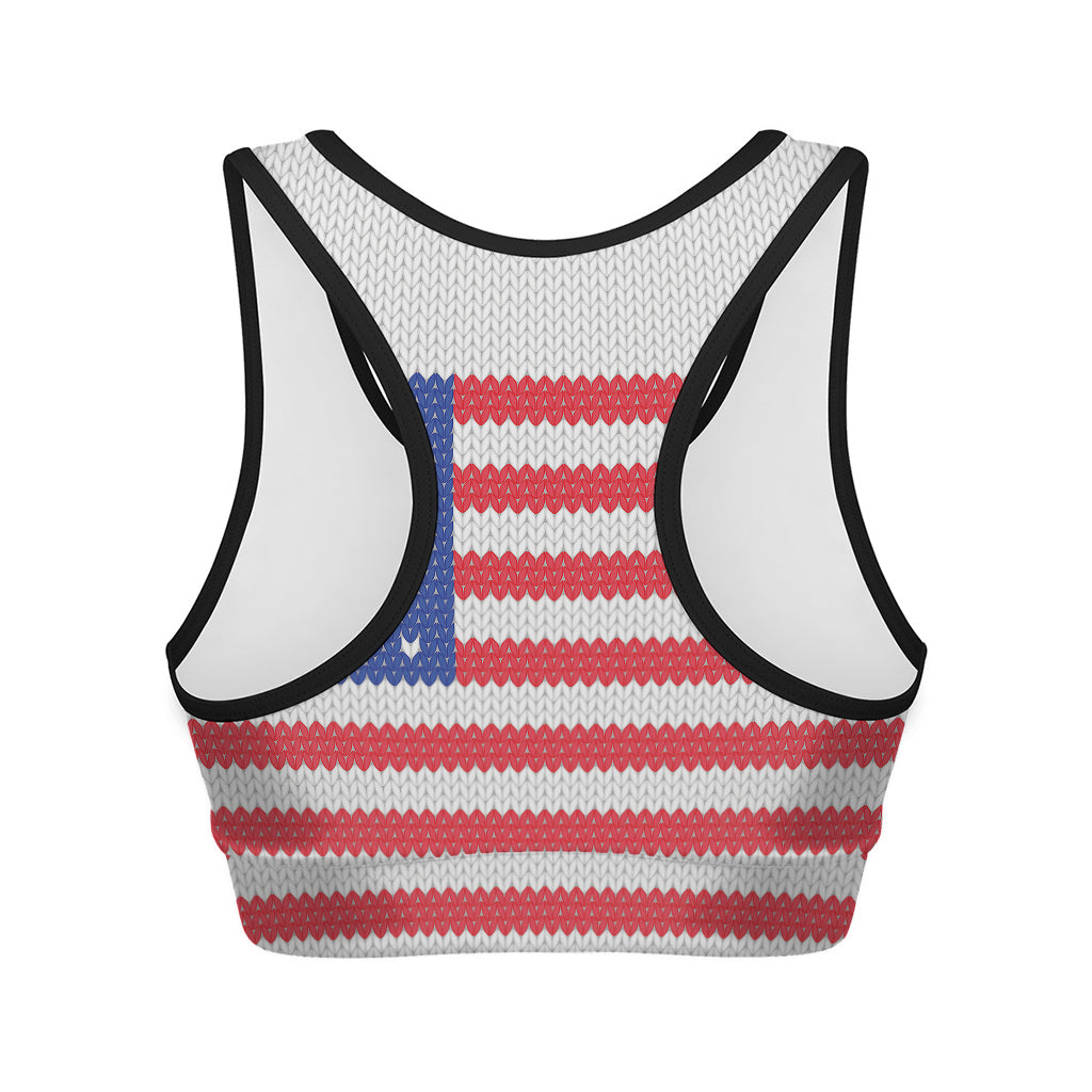 Knitted American Flag Print Women's Sports Bra
