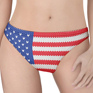 Knitted American Flag Print Women's Thong