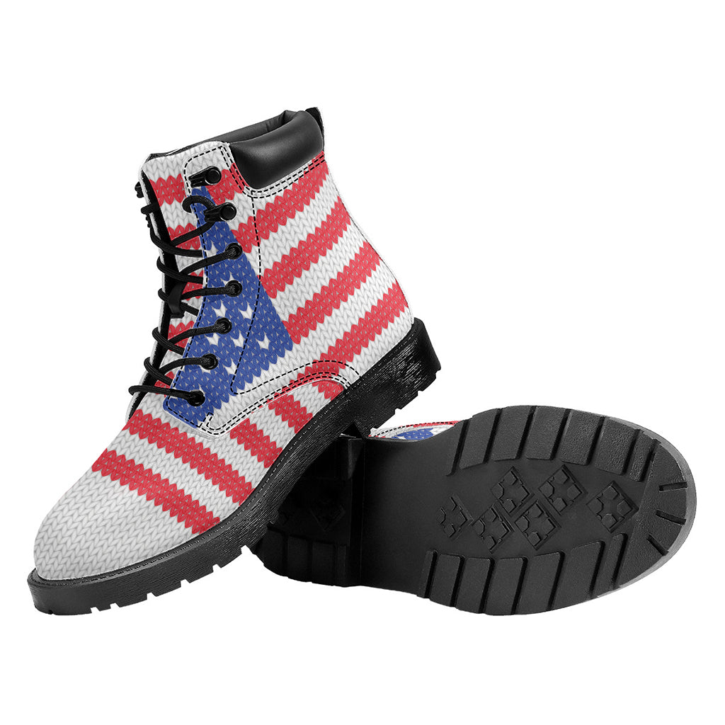 Knitted American Flag Print Work Boots