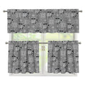 Knitted Raccoon Pattern Print 3 Piece Kitchen Curtains