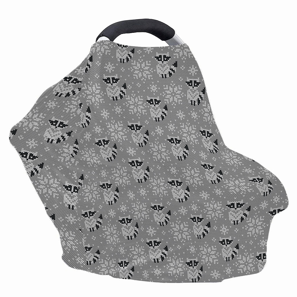 Knitted Raccoon Pattern Print Baby Seat Cover