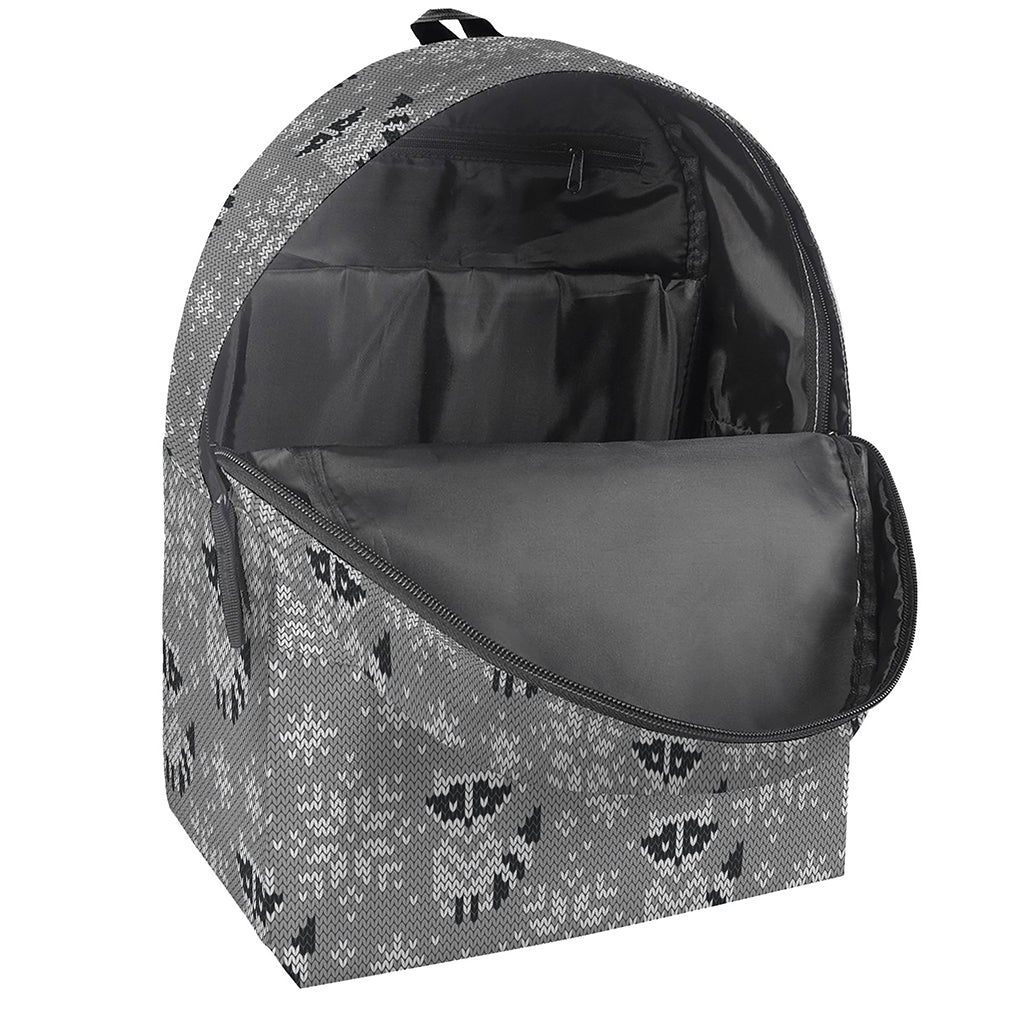 Knitted Raccoon Pattern Print Backpack