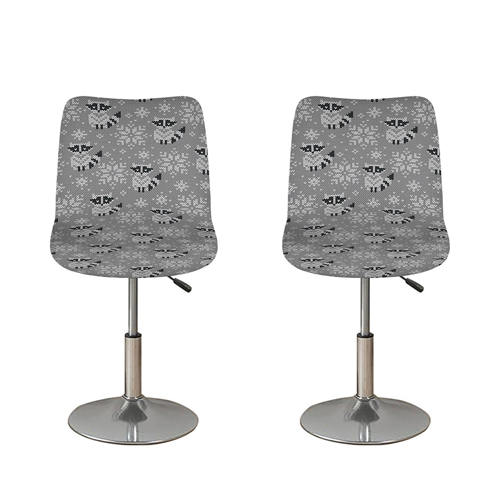 Knitted Raccoon Pattern Print Bar Stool Covers