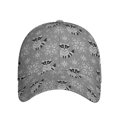 Knitted Raccoon Pattern Print Baseball Cap