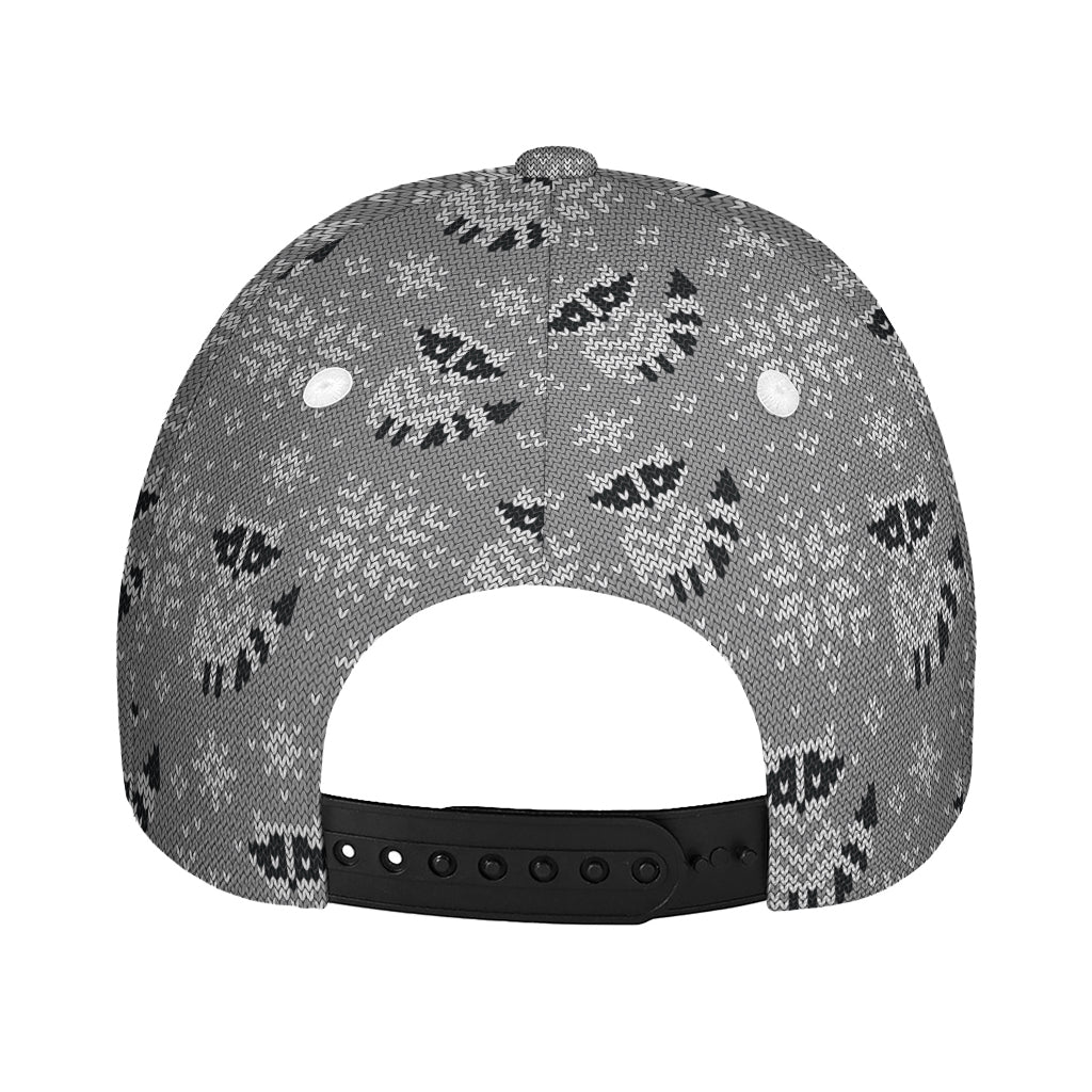 Knitted Raccoon Pattern Print Baseball Cap