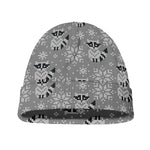 Knitted Raccoon Pattern Print Beanie