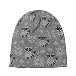 Knitted Raccoon Pattern Print Beanie