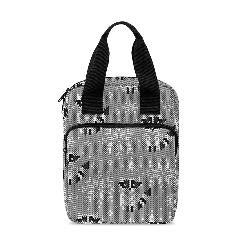 Knitted Raccoon Pattern Print Bible Tote Bag