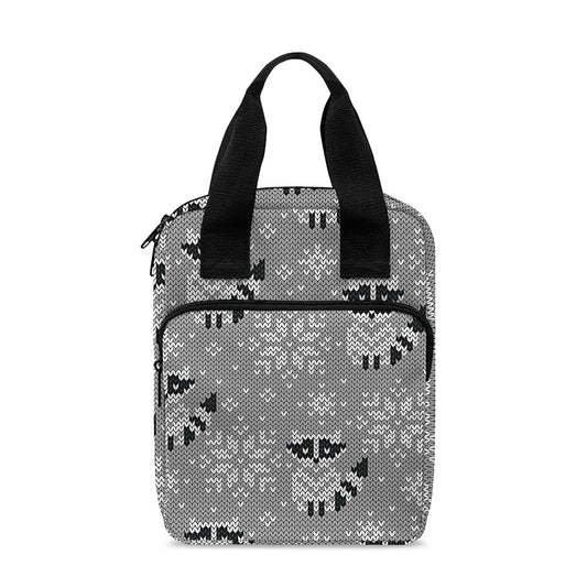 Knitted Raccoon Pattern Print Bible Tote Bag