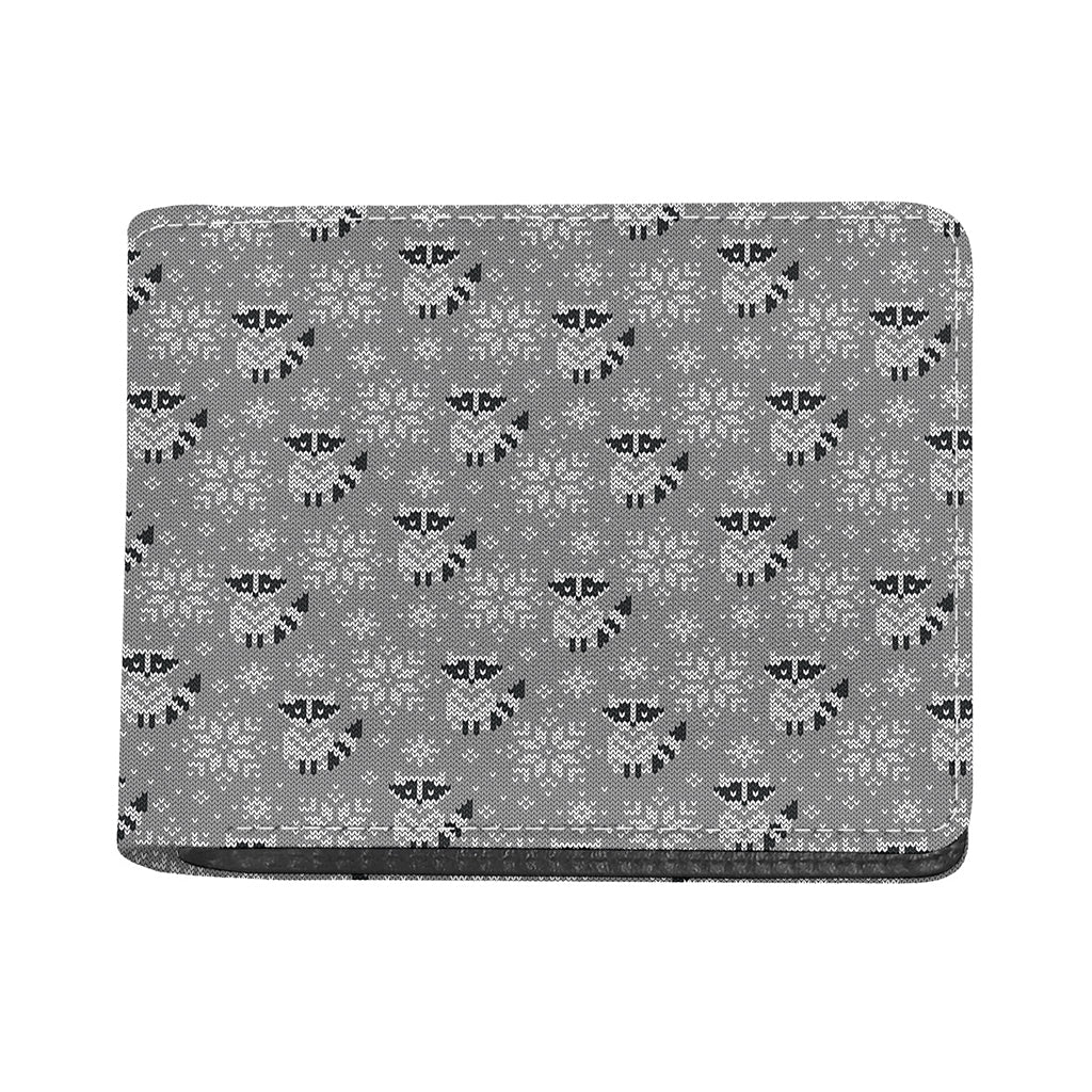 Knitted Raccoon Pattern Print Bifold Wallet