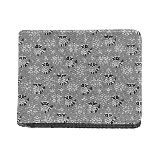 Knitted Raccoon Pattern Print Bifold Wallet