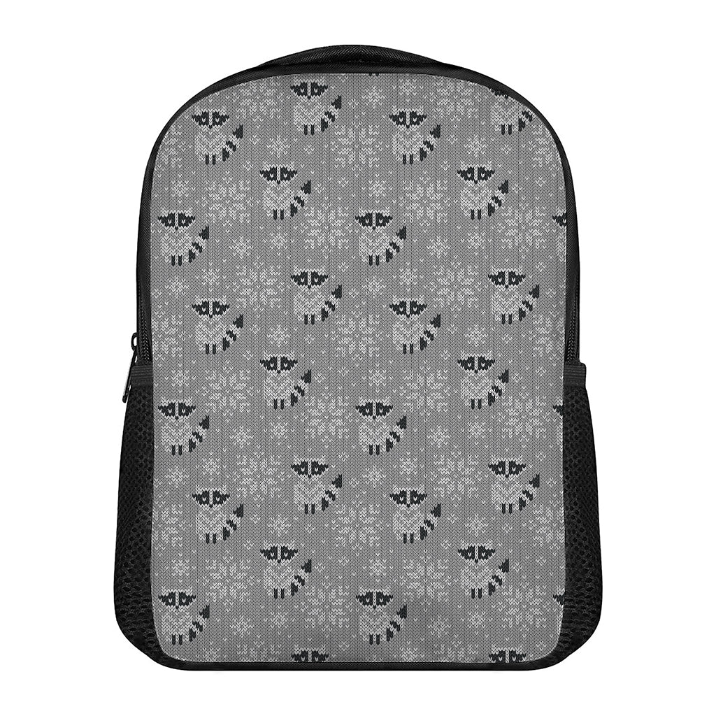 Knitted Raccoon Pattern Print Casual Backpack