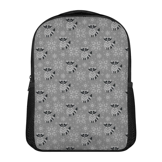 Knitted Raccoon Pattern Print Casual Backpack