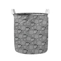 Knitted Raccoon Pattern Print Collapsible Laundry Basket