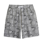Knitted Raccoon Pattern Print Cotton Shorts