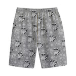 Knitted Raccoon Pattern Print Cotton Shorts