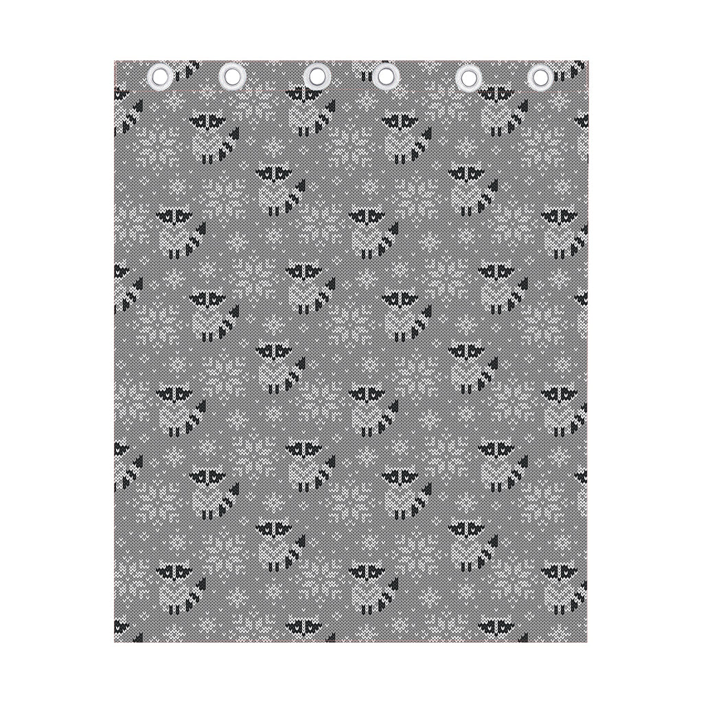 Knitted Raccoon Pattern Print Curtain