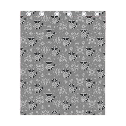 Knitted Raccoon Pattern Print Curtain