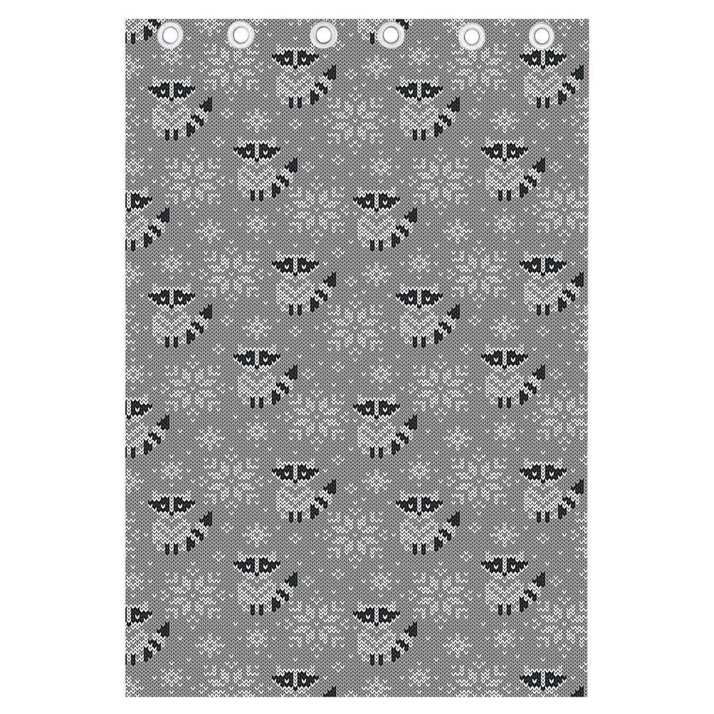 Knitted Raccoon Pattern Print Curtain