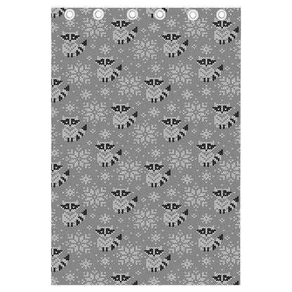 Knitted Raccoon Pattern Print Curtain