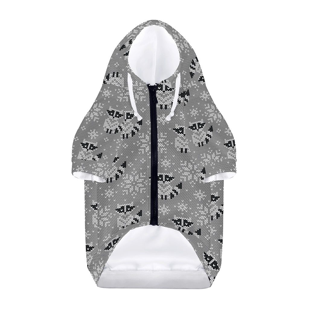 Knitted Raccoon Pattern Print Dog Zip Up Hoodie