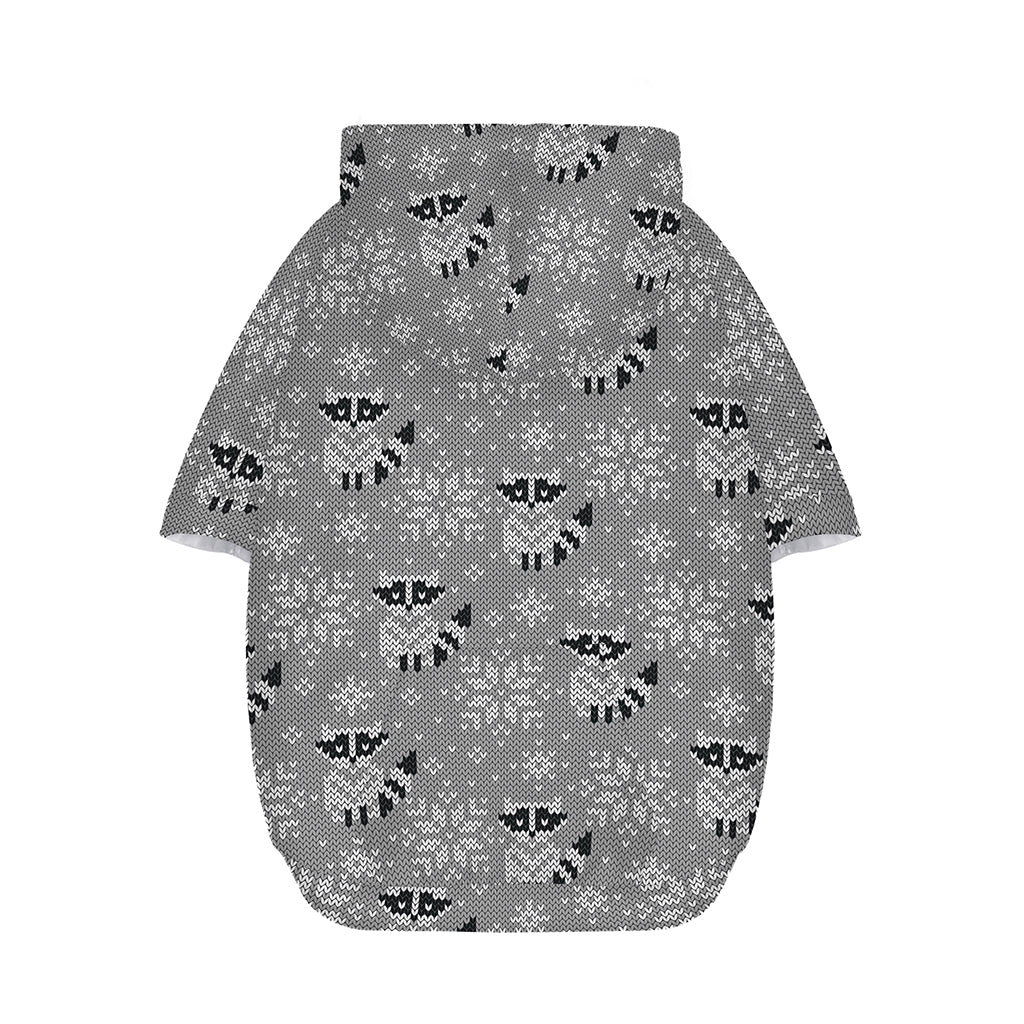 Knitted Raccoon Pattern Print Dog Zip Up Hoodie