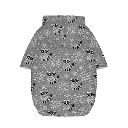 Knitted Raccoon Pattern Print Dog Zip Up Hoodie