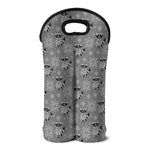 Knitted Raccoon Pattern Print Double Neoprene Wine Tote