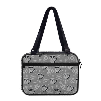 Knitted Raccoon Pattern Print Double Strap Bible Bag