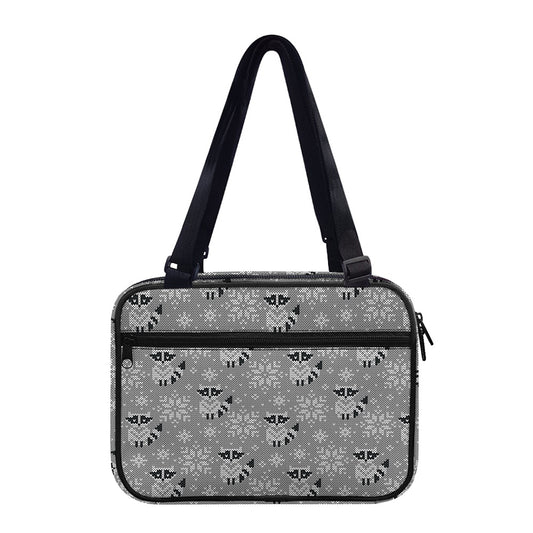Knitted Raccoon Pattern Print Double Strap Bible Bag