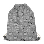 Knitted Raccoon Pattern Print Drawstring Bag